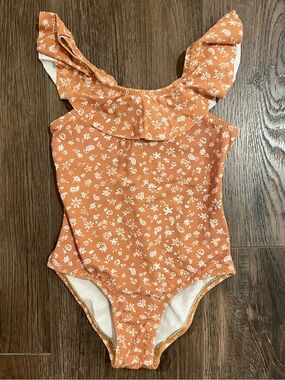 ZARA Floral Rust Orange Baby Swimsuit